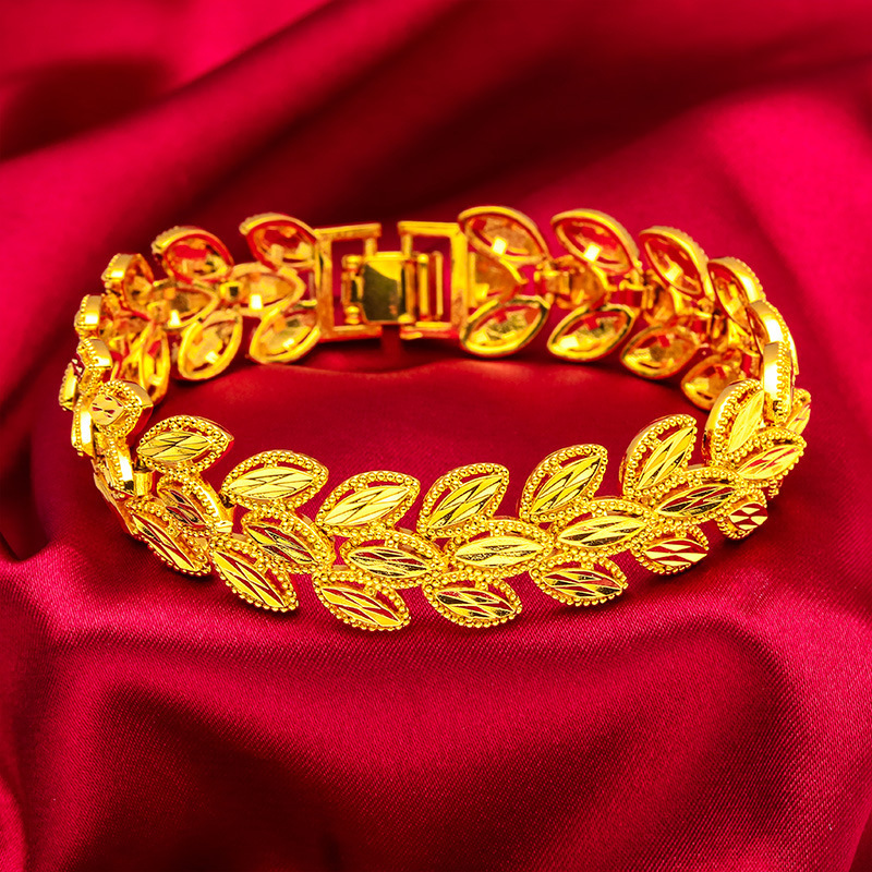 Photography Yellow - 24K Gold AU999 Women's Wheat-Leaf Bracelet-Ring