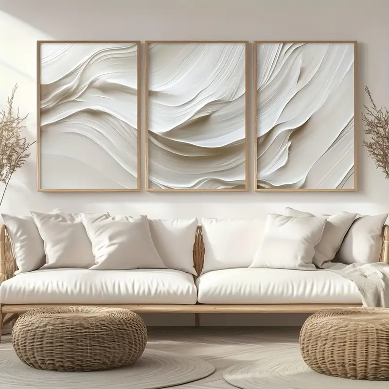 Photography Course - 3pcs/set Neutral Beige Simple Wall Art,