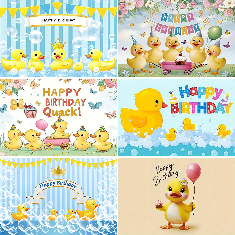 Photography Yellow - Cartoon Yellow Duck Theme Birthday Party