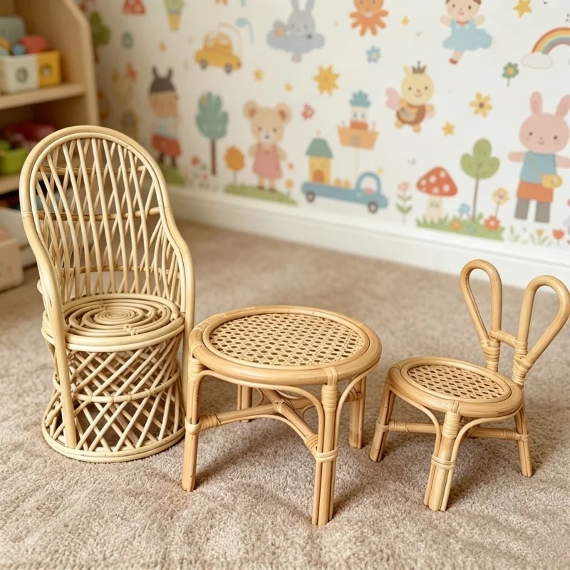 Photography Desk - 1pc Rattan Wood Handmade Woven Desks
