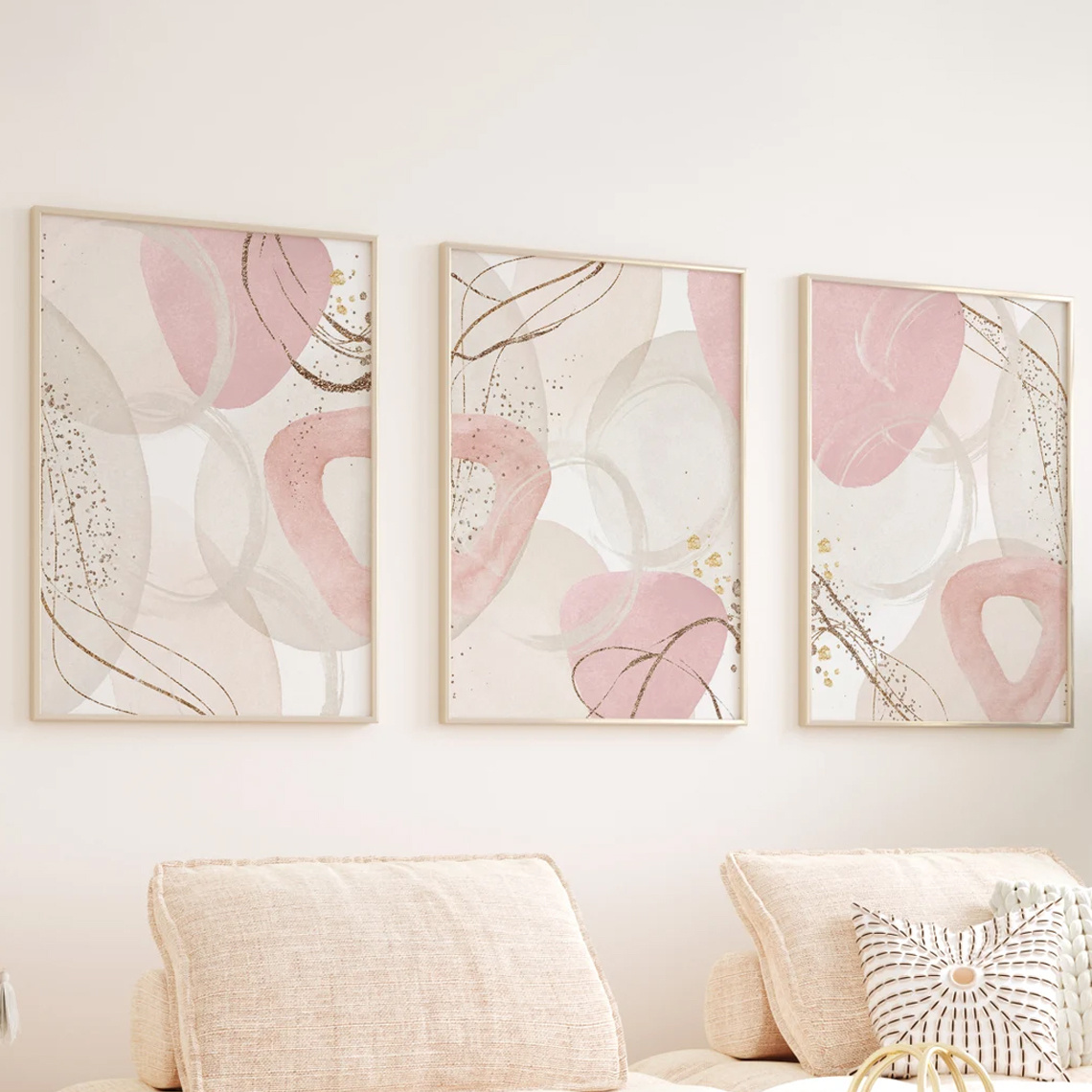 3pcs Set Wall Art Pink Canvas  - Photography Course ulasan dan harga