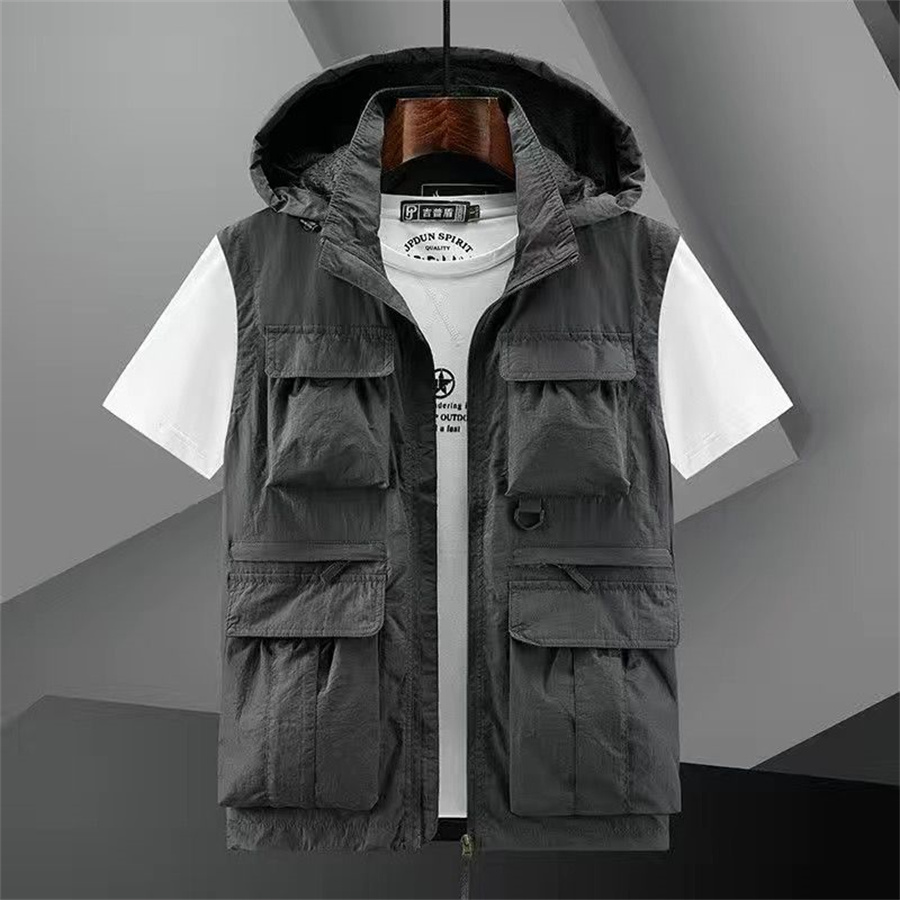 Hooded Vest Men's Multi-Pocket - Photography Vest ulasan dan harga