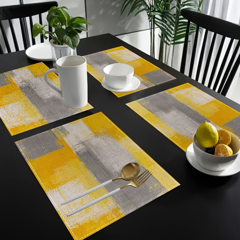 VIKAMA Yellow Gray Abstract Oi - Photography Desk ulasan dan harga