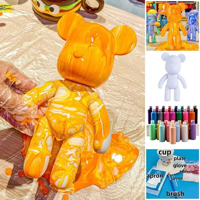 23cm DIY Paint Fluid Bear Figu - Photography Desk ulasan dan harga