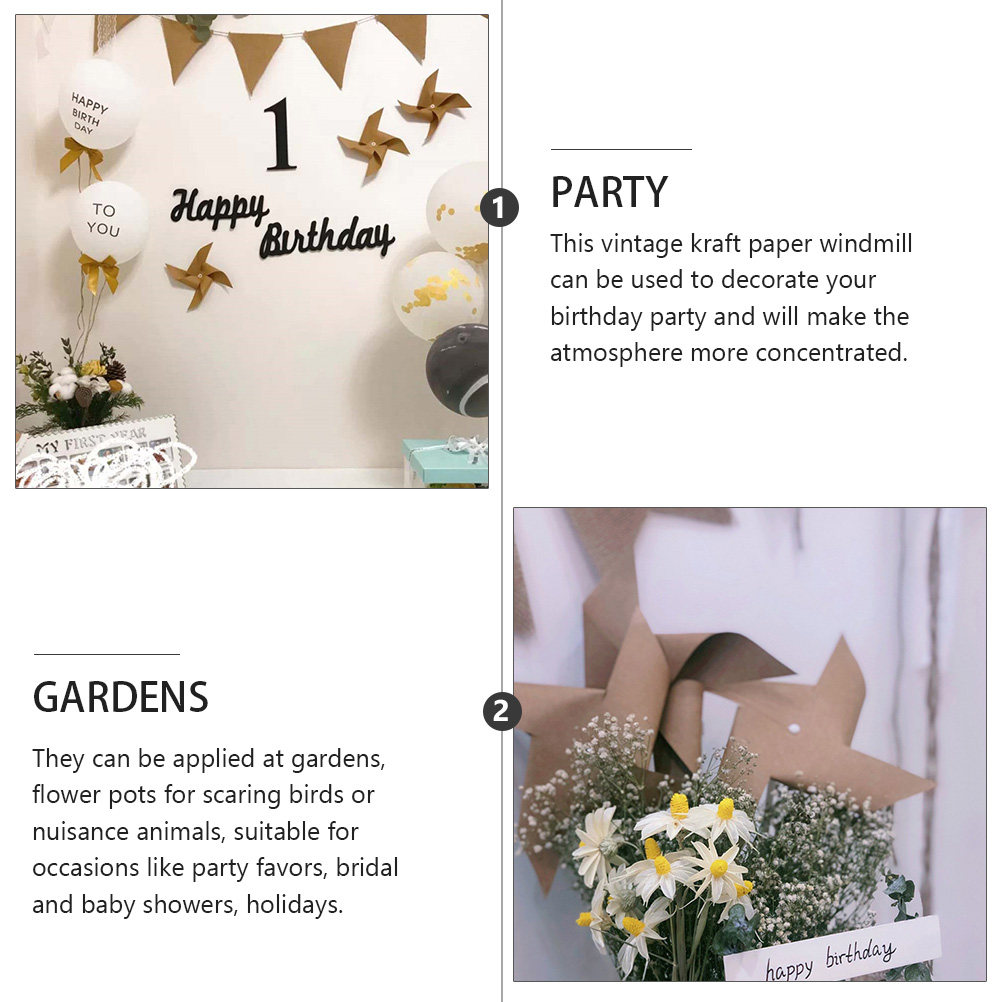 3Pcs Vintage Kraft Paper Windm - Photography Vintage Style ulasan dan harga