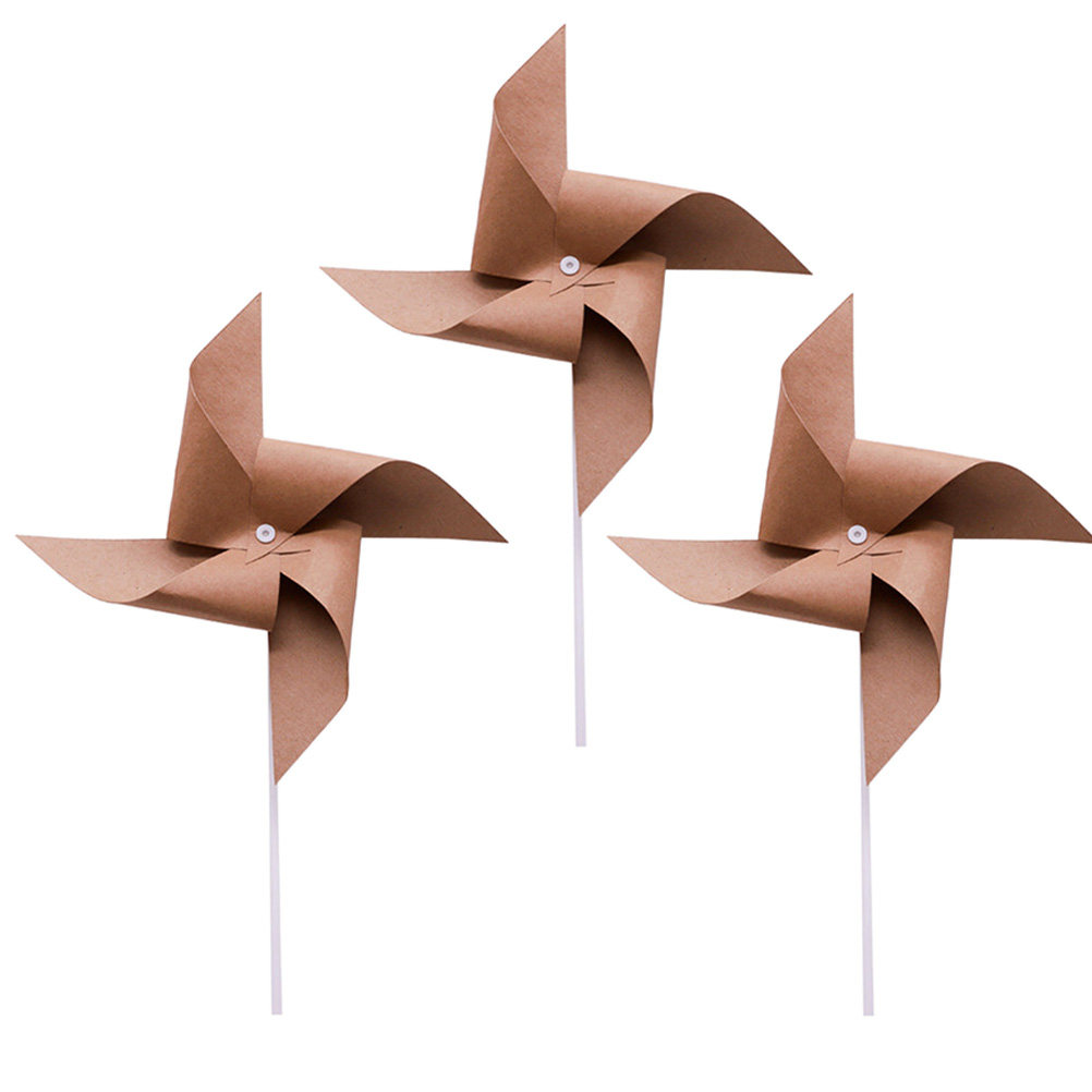 3Pcs Vintage Kraft Paper Windm - Photography Vintage Style ulasan dan harga